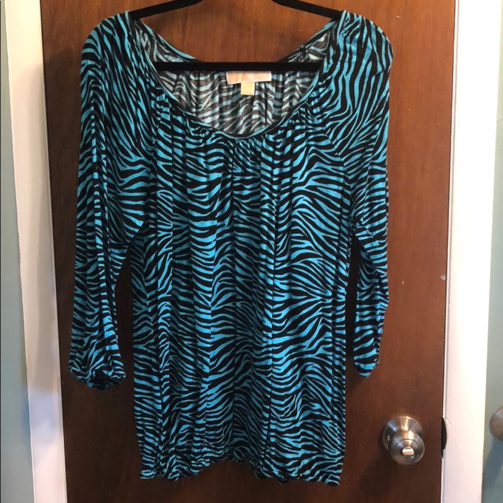 Women’s blue zebra pattern blouse, Large